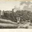 Engraving of Rosslyn Castle from the river Esk by Francis Grose