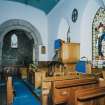 Interior. View from W showing pulpit and pre-reformation chancel arch