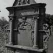 Detail of wall monument to north west of church.