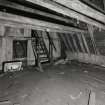 Interior.
View of S attic showing lathe and platen ceiling of first floor drawing room.