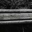 View of incised medieval grave slab.