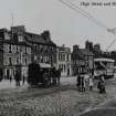 View from south west showing High Street and Market Cross (postcard).
Insc: 'High Street and Mercat Cross, Musselburgh', '47051, J V'.
NMRS Survey of Private Collections.