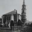 Photographic copy of a postcard.
General view of church with graveyard in foreground.
Titled: 'Inveresk Church, Musselburgh'.