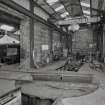 Interior.
View of ropery, 500-ton Test Range from W of winch unit, with bogie tunrtable in foreground.