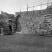 Iona, Iona Abbey.
View of North-West angle of cloister during resotration.