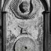 Lochgoilhead churchyard, headstone of Andrew McFarlan.
General view of back of headstone showing millstone.