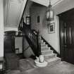 Glasgow, 41 Kingsborough Gardens, interior.
General view of staircase on ground floor from North.