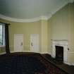 Interior. Ground floor View of dining room from SE showing bowed ends