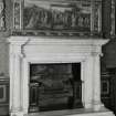 Interior.
Detail of N fireplace and overmantle in drawing room, first floor.