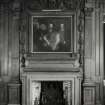 Interior.
Detail of fireplace and overmantle, dining room, first floor.