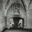 Interior.
Detail of N fireplace in vaulted crypt in the basement.