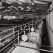 Interior.
View of tanks beneath disgorging troughs in blending area.