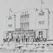 Copy of drawing of front elevation designed by A D Haxton LRIBA and drawn by F P O'Hara  (1936)