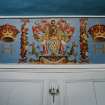 Interior.
Hopetoun loft, detail of painted coat of arms on cove.