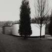 View from S of sprinkler system water tank and pump house, adjacent to "John Gray Steps".