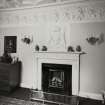 Interior.
View of fireplace and plaster decoration in King's Room.