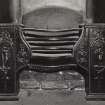 Hopetoun House, interior.
Detail of fireplace grate in West wall of West Wainscot bedroom on first floor.