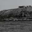 Searchlights and gun emplacement, view from sea to SE