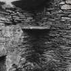 Interior.
Barn, detail of 'bink' in NW angle.