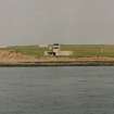 General view (from ferry) from W of Battery Observation Post and searchlight emplacements.