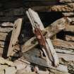 Detail of wooden pulley and lever at S side of base of wind-engine tower