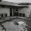 Detail of SW gun-emplacement showing gun holdfast, ready-use ammunition lockers and the entrance to the corridor leading to the Battery Observation Post.