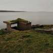 View of SW searchlight post from SE showing rear entrance and top of the access steps.