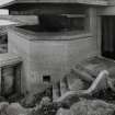 View of Battery Observation Post (BOP) from SW, detail of viewing platform, access steps and entrance to corridor leading to gun-emplacements.