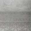 Ground floor, drawing room, wallpaper and ceiling, plasterwork, detail