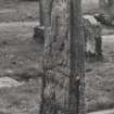 Rothesay, St Mary's Church.
Cross-shaft South of church. Oblique view to show mortice and tenon.