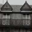 Detail of first floor cast iron balcony outside the principal bedroom