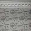 Staircase Hall, detail of wallpaper bought in London by Lady Mitchison
