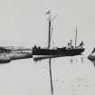 Colonsay, Scalasaig, Scalasaig Harbour.
General view showing moored boat 'Jura'. Modern copy of historic photograph.