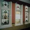 Interior.  Circle, entrance hall, view of stained glass