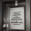 Justiciary Court, interior
View of engraved toilet door, ground floor