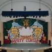 Interior.  Auditorium, view of stage from circle to N (safety curtain (iron) down)