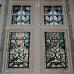 Interior.  Circle bar, detail of stained glass