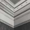 Glasgow, 6 Rowan Road, Craigie Hall, interior.
View of ceiling cornice and frieze in library.