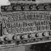 Crinan Canal, Oakfield Bridge.
Detail of maker's plate ('P. & W. MacLellan, Clutha Iron Works, Glasgow 1871').