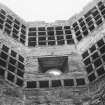 Interior view of Clifton Hall dovecot showing detail of nesting boxes.