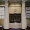 Interior. Detail of War Memorial and clock