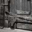 Glasgow, 13-23 Tradeston Street, Randolph & Elder Engine Works.
View of West wall, sliding doors, detail of roller mechanism.