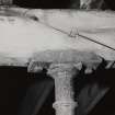 Glasgow, 13-23 Tradeston Street, Randolph & Elder Engine Works, interior.
View of East range westmost bay, detail of stanchion bearing plate and joggled scarfed joint between beams.