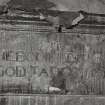 Glasgow, 140 Thornliebank Road, Auldhouse, detail, ground floor lintel inscription