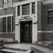 View of entrance, words above door reading 'Department of Organic Chemistry'.