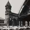 Glasgow, St. Enoch Station.
General view of screen wall and turret on South wall of South train shed.