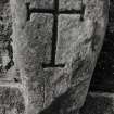 General view of early Christian cross-marked stone (obverse BJ1 in daylight).