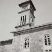 View looking up at clock tower.