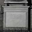 Interior.
Detail of inscription on the monument to the 2nd Earl of Forfar (d. 1715) in the South East corner of the chancel