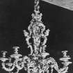 Interior.
View of Louis XIV chandelier in drawing room.